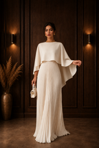 Cape Pleated Maxi Dress